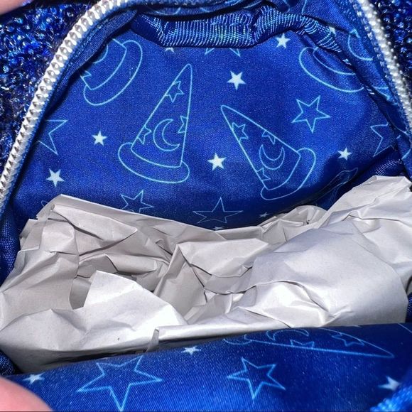 DISNEY Loungefly Make A Wish Blue Sequins Mini Backpack 2020 NWT - Picture 6 of 6